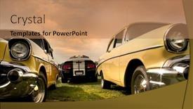  Presentation with muscle cars - PPT theme consisting of two-muscle-cars background and a coral colored foreground