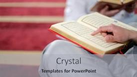  Presentation with islamic muslim - Colorful slide set enhanced with two-muslim-people-in-mosque backdrop and a light gray colored foreground