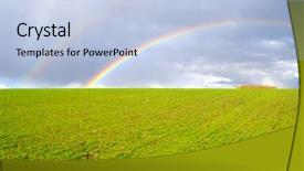  Presentation with natural - Beautiful theme featuring two natural rainbow over green backdrop and a light blue colored foreground