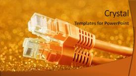 Presentation with cables - Cool new slide deck with two network cables over orange backdrop and a gold colored foreground