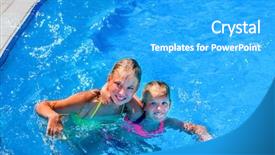  Presentation with outdoor activities - Presentation design enhanced with two nice children hugging and looking up swim in swimming pool summer swimming holiday outdoor swimming pool children activities lifestyle blue water in swimming pool background and a teal colored foreground
