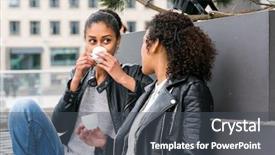  Presentation with teen - Amazing presentation design having two north african teen friends backdrop and a dark gray colored foreground