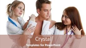  Presentation with nurses - PPT theme having two-nurses-and-the-young background and a coral colored foreground