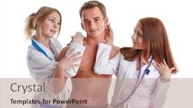  Presentation with nurses - Cool new slide deck with two-nurses-and-the-young backdrop and a coral colored foreground