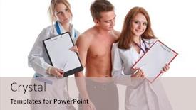  Presentation with nurses - Presentation design consisting of two-nurses-and-the-young background and a mint green colored foreground