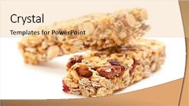  Presentation with granola - Slides with two nutritious granola bars isolated background and a lemonade colored foreground