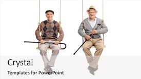  Presentation with cane - Colorful presentation theme enhanced with two old friends sitting backdrop and a white colored foreground