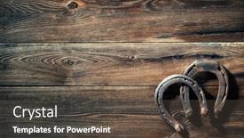  Presentation with shoes - Theme featuring two-old-rusty-horse-shoes background and a tawny brown colored foreground