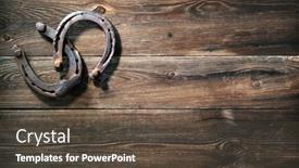  Presentation with horse - Amazing theme having two-old-rusty-horse-shoes backdrop and a tawny brown colored foreground