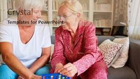  Presentation with fun brain - Presentation theme with two-old-women-play-four background and a coral colored foreground