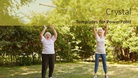  Presentation with old age - Slide set consisting of two-old-women-throwing background and a yellow colored foreground