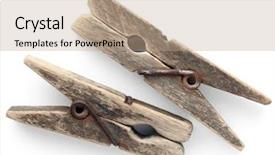  Presentation with old clothes - Audience pleasing theme consisting of two old wooden clothes pins backdrop and a coral colored foreground