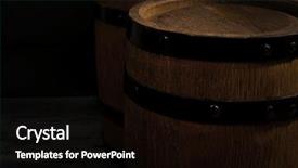  Presentation with barrels - PPT theme having two old wooden wine barrels background and a black colored foreground