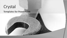  Presentation with nut - Colorful slide set enhanced with two old wrenches with nut on white backdrop and a light gray colored foreground