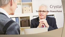  Presentation with talk - Presentation theme enhanced with two-older-businesspeople-talk background and a lemonade colored foreground