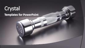  Presentation with commitment on chrome carabine - Slides having two-one-kilo-chrome-dumbells background and a dark gray colored foreground