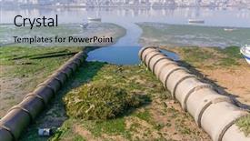  Presentation with sewer - Presentation theme enhanced with two open air sewer pipes background and a light blue colored foreground