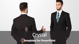  Presentation with weapon - Slides featuring two opposing businessman shake hands background and a  colored foreground