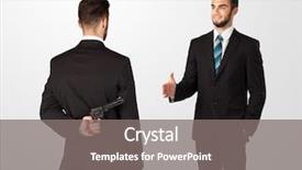  Presentation with weapon - Amazing PPT theme having two opposing businessman shake hands backdrop and a gray colored foreground