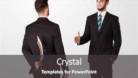  Presentation with weapon - PPT theme consisting of two opposing businessman shake hands background and a  colored foreground