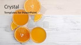  Presentation with juices - Beautiful PPT theme featuring two orange juices with cubes backdrop and a yellow colored foreground