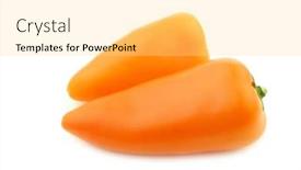  Presentation with snack - Audience pleasing presentation design consisting of two orange sweet snack peppers on a white background backdrop and a blonde colored foreground