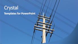  Presentation with electricity cell - PPT theme with two overhead electricity wire lines background and a teal colored foreground