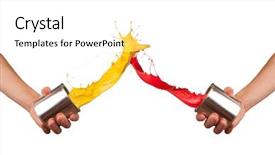  Presentation with painting walls paint roller - Theme enhanced with two painters splashing paint background and a white colored foreground