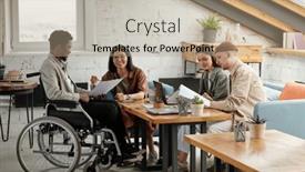  Presentation with groups - Presentation theme consisting of two-pairs-of-employees-working background and a coral colored foreground