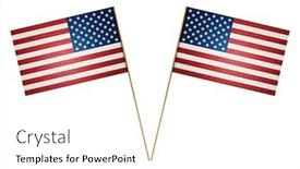  Presentation with wooden stick - Presentation theme enhanced with two-paper-american-flag background and a white colored foreground