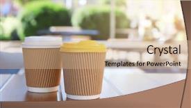  Presentation with paper cups - Slide deck consisting of two paper cups with tasty background and a  colored foreground