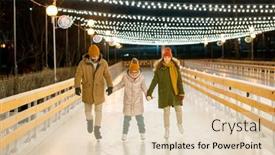  Presentation with rink - Colorful slide set enhanced with two-parents-teaching-their-daughter backdrop and a lemonade colored foreground