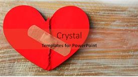  Presentation with broken heart - PPT theme featuring two-parts-of-red-broken background and a red colored foreground