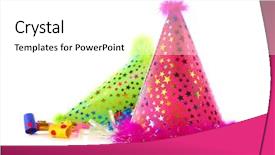  Presentation with party invitation indiana jones - Cool new PPT layouts with two party hats on white backdrop and a white colored foreground