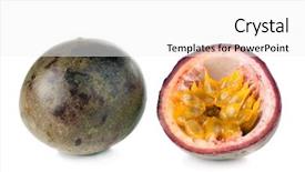  Presentation with passion - Presentation design with two passion fruits one is cut in half background and a white colored foreground