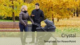  Presentation with pathway - Audience pleasing presentation theme consisting of two pathways - man and woman with perambulator backdrop and a mint green colored foreground