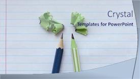  Presentation with pencils - Beautiful slide deck featuring two-pencils-and-shavings backdrop and a sky blue colored foreground