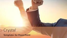  Presentation with new home - Cool new slides with two-people-are-doing-new backdrop and a coral colored foreground