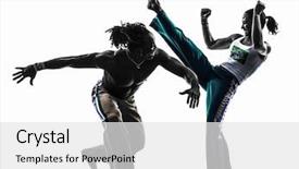  Presentation with dancing - Audience pleasing presentation theme consisting of two people couple capoiera dancers backdrop and a white colored foreground