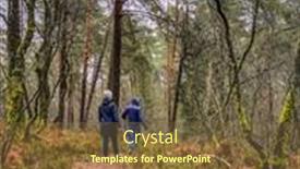  Presentation with forest fairy - Theme with two-people-hiking-in-virton background and a tawny brown colored foreground