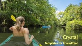  Presentation with jungle - Slide set consisting of two people in a canoe background and a tawny brown colored foreground