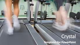  Presentation with two people holding hands - Presentation theme enhanced with two people running on treadmills background and a gray colored foreground