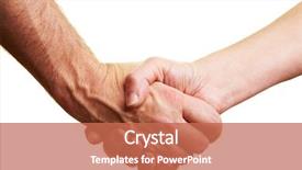  Presentation with shaking hands - Cool new PPT theme with two people shaking their hands backdrop and a coral colored foreground