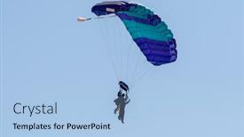  Presentation with parachute - Slide set enhanced with two-people-skydiving-in-tandem background and a light blue colored foreground