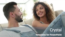  Presentation with apartment - PPT theme having two people talking - happy couple dreaming background and a gray colored foreground