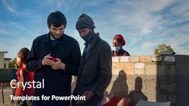  Presentation with two people talking - PPT layouts having two-people-talking-business background and a wine colored foreground