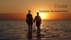  Presentation with walk - Beautiful presentation theme featuring two-people-walk-on-water backdrop and a gold colored foreground