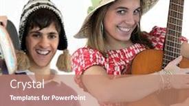  Presentation with acoustic - Presentation featuring two-people-with-acoustic-instruments background and a  colored foreground