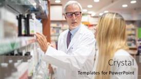  Presentation with inventory - PPT layouts with two-pharmacists-checking-their-inventory background and a mint green colored foreground