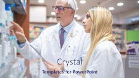  Presentation with inventory - Audience pleasing theme consisting of two-pharmacists-checking-their-inventory backdrop and a sky blue colored foreground